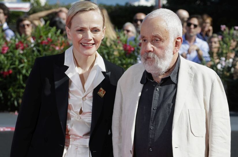 Actress Maxine Peake and director Mike Leigh pose for photographers upon arrival at the premiere for the film 'Peterloo' at the 75th edition of the Venice Film Festival in Venice, Italy, Saturday, Sept. 1, 2018. (AP Photo/Kirsty Wigglesworth)