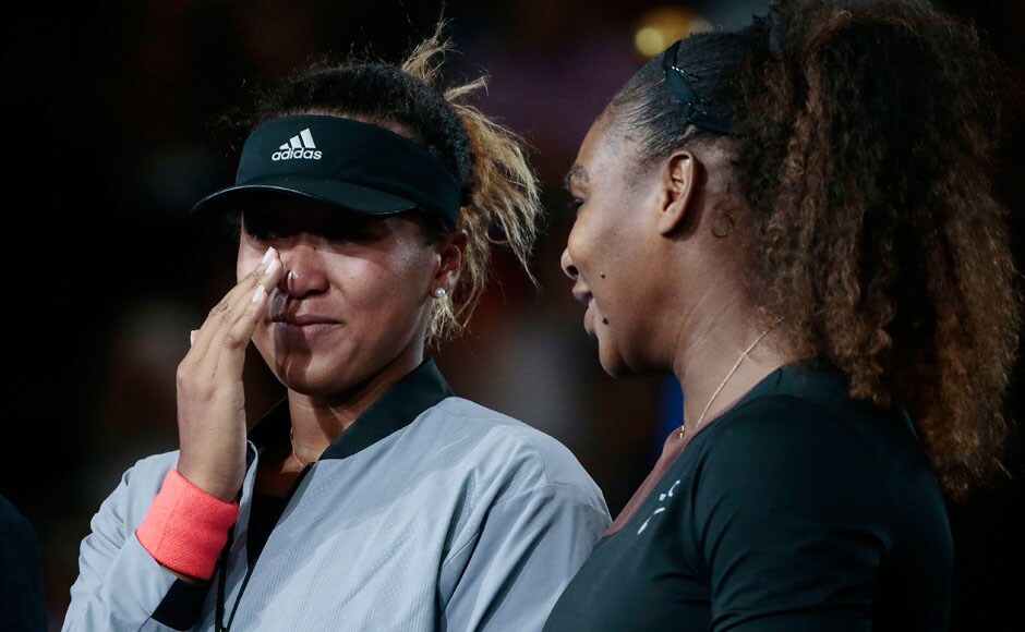 Naomi Osaka was left in tears after the match and even apologised for winning. The situation was defused by Serena in her speech, who asked that Osaka be given the credit she was due. AP Naomi Osaka was left in tears after the match and even apologised for winning. The situation was defused by Serena in her speech, who asked that Osaka be given the credit she was due. AP