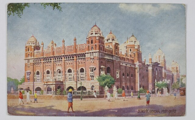 The exhibition begins with the presentation of the Presidency states followed by the postcards in Ceylon. The display also includes mythological, allegorical works of Ravi Varma, artistic renditions of MV Dhurandar and popular images from the hills stations of Shimla and Ooty. This picture postcard shows the Post Office in the erstwhile Bombay and belongs to a section devoted to the images of Mumbai. The Omar Khan Collection and The Alkazi Collection of Photography/ Dr Bhau Daji Lad Museum The exhibition begins with the presentation of the Presidency states followed by the postcards in Ceylon. The display also includes mythological, allegorical works of Ravi Varma, artistic renditions of MV Dhurandar and popular images from the hills stations of Shimla and Ooty. This picture postcard shows the Post Office in the erstwhile Bombay and belongs to a section devoted to the images of Mumbai. The Omar Khan Collection and The Alkazi Collection of Photography/ Dr Bhau Daji Lad Museum