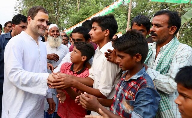Rahul met the residents of Narauli village. Rahul has held the Amethi Lok Sabha seat in eastern Uttar Pradesh since 2004. PTI Rahul met the residents of Narauli village. Rahul has held the Amethi Lok Sabha seat in eastern Uttar Pradesh since 2004. PTI