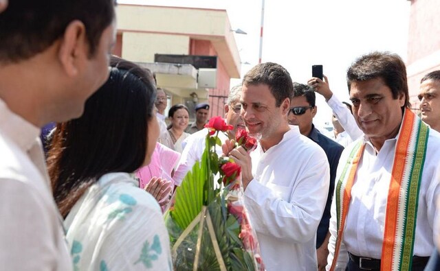 Congress president Rahul Gandhi arrived at Lucknow airport on Monday before heading to his constituency in Amethi. He was greeted by several Congress leaders at the airport. Twitter/@INCIndia Congress president Rahul Gandhi arrived at Lucknow airport on Monday before heading to his constituency in Amethi. He was greeted by several Congress leaders at the airport. Twitter/@INCIndia