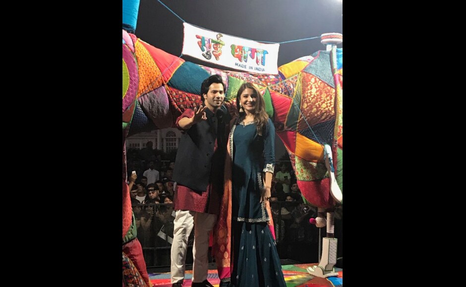 Varun and Anushka play a tailor, Mauji, and an embroiderer, Mamta, in the film and the installation is a reflection of their characters in Sui Dhaaga Varun and Anushka play a tailor, Mauji, and an embroiderer, Mamta, in the film and the installation is a reflection of their characters in Sui Dhaaga