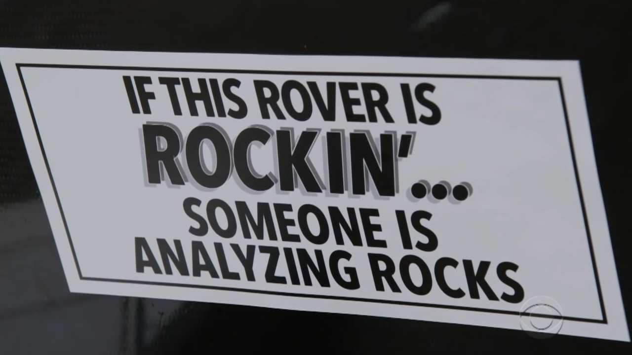 A sign on the rover. Image courtesy: Screengrab from YouTube/Late Night with Stephen Colbert