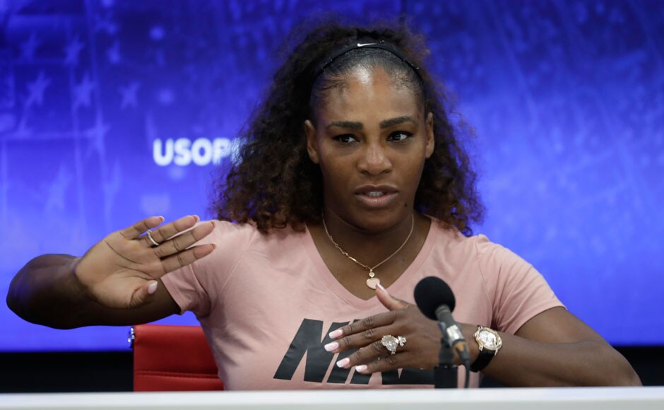 In her post-match press conference, Serena Williams spoke about the sexism in tennis, stating that many male tennis players were not punished for doing worse things than she had in the match. AP In her post-match press conference, Serena Williams spoke about the sexism in tennis, stating that many male tennis players were not punished for doing worse things than she had in the match. AP