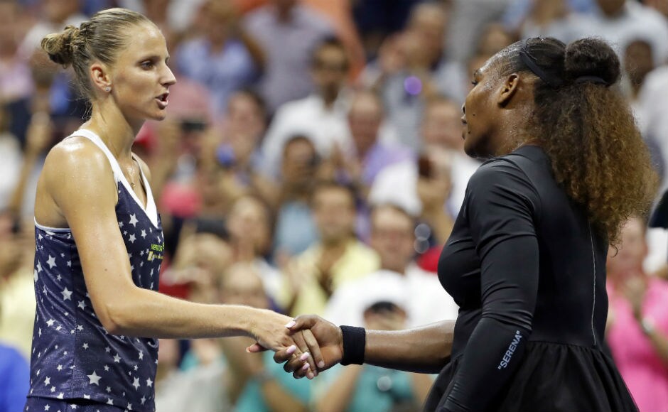 Serena Williams shakes hands with Karolina Pliskova after Williams' 6-4, 6-3 win in the quarter-finals. AP Serena Williams shakes hands with Karolina Pliskova after Williams' 6-4, 6-3 win in the quarter-finals. AP