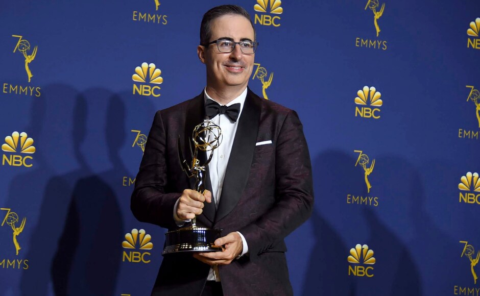 John Oliver poses in the press room with the award for outstanding variety talk series for Last Week Tonight with John Oliver at the 70th Primetime Emmy Awards. The Associated Press/ Jordan Strauss John Oliver poses in the press room with the award for outstanding variety talk series for Last Week Tonight with John Oliver at the 70th Primetime Emmy Awards. The Associated Press/ Jordan Strauss