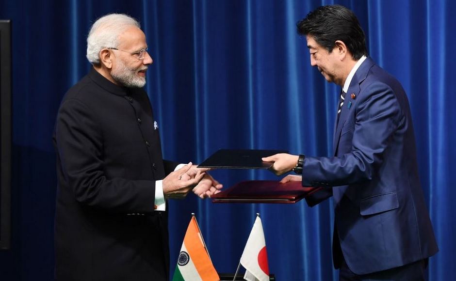 India and Japan signed six agreements, including on a high speed rail project and naval co-operation, and also agreed to hold 2+2 dialogue. Twitter/@MEAIndia India and Japan signed six agreements, including on a high speed rail project and naval co-operation, and also agreed to hold 2+2 dialogue. Twitter/@MEAIndia
