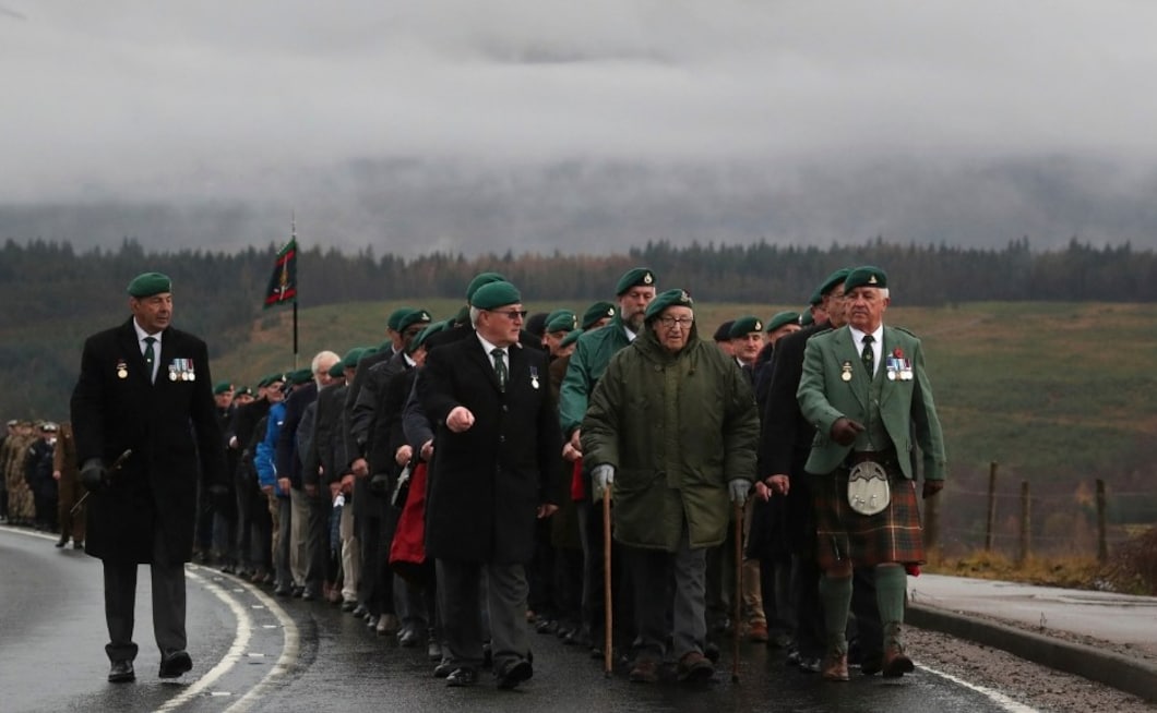 Military personnel and veterans attended a remembrance on Sunday service and parade at the Commando Memorial at Spean Bridge, England, during the Centennial of the end of WWI. AP Military personnel and veterans attended a remembrance on Sunday service and parade at the Commando Memorial at Spean Bridge, England, during the Centennial of the end of WWI. AP