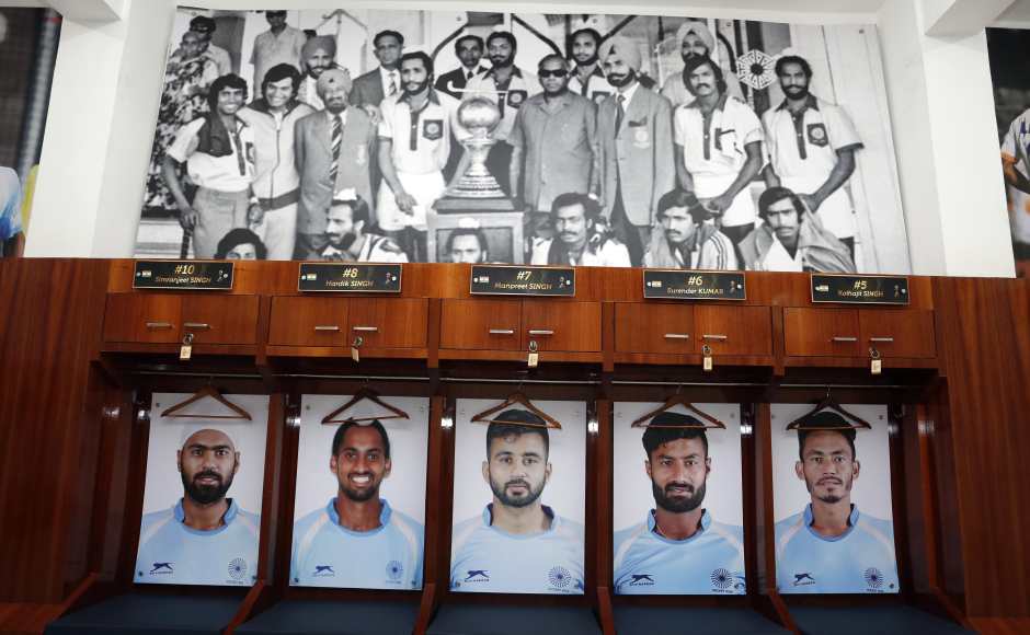 This is the only hockey stadium in the world that has iconic moments of the particular team adorning the walls. In India's case, the1975 winner's portrait adorns the central wall. Image Courtesy: Firstpost/ Shantanu Srivastava This is the only hockey stadium in the world that has iconic moments of the particular team adorning the walls. In India's case, the1975 winner's portrait adorns the central wall. Image Courtesy: Firstpost/ Shantanu Srivastava