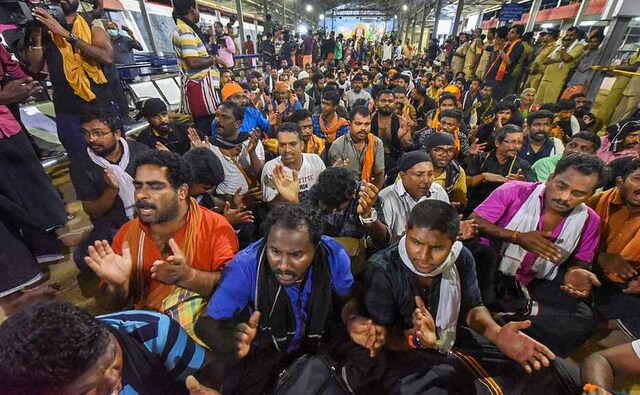 Over 70 pilgrims have been arrested since the night of 18 November from Sabarimala temple after they failed to comply with the prohibitory orders. PTI Over 70 pilgrims have been arrested since the night of 18 November from Sabarimala temple after they failed to comply with the prohibitory orders. PTI