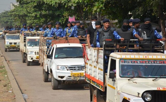 Elaborate security arrangements were made for the second phase of the polls. Security forces conducted marches to instill confidence among voters ahead of the polls. Twitter/@CEOChhattisgarh Elaborate security arrangements were made for the second phase of the polls. Security forces conducted marches to instill confidence among voters ahead of the polls. Twitter/@CEOChhattisgarh
