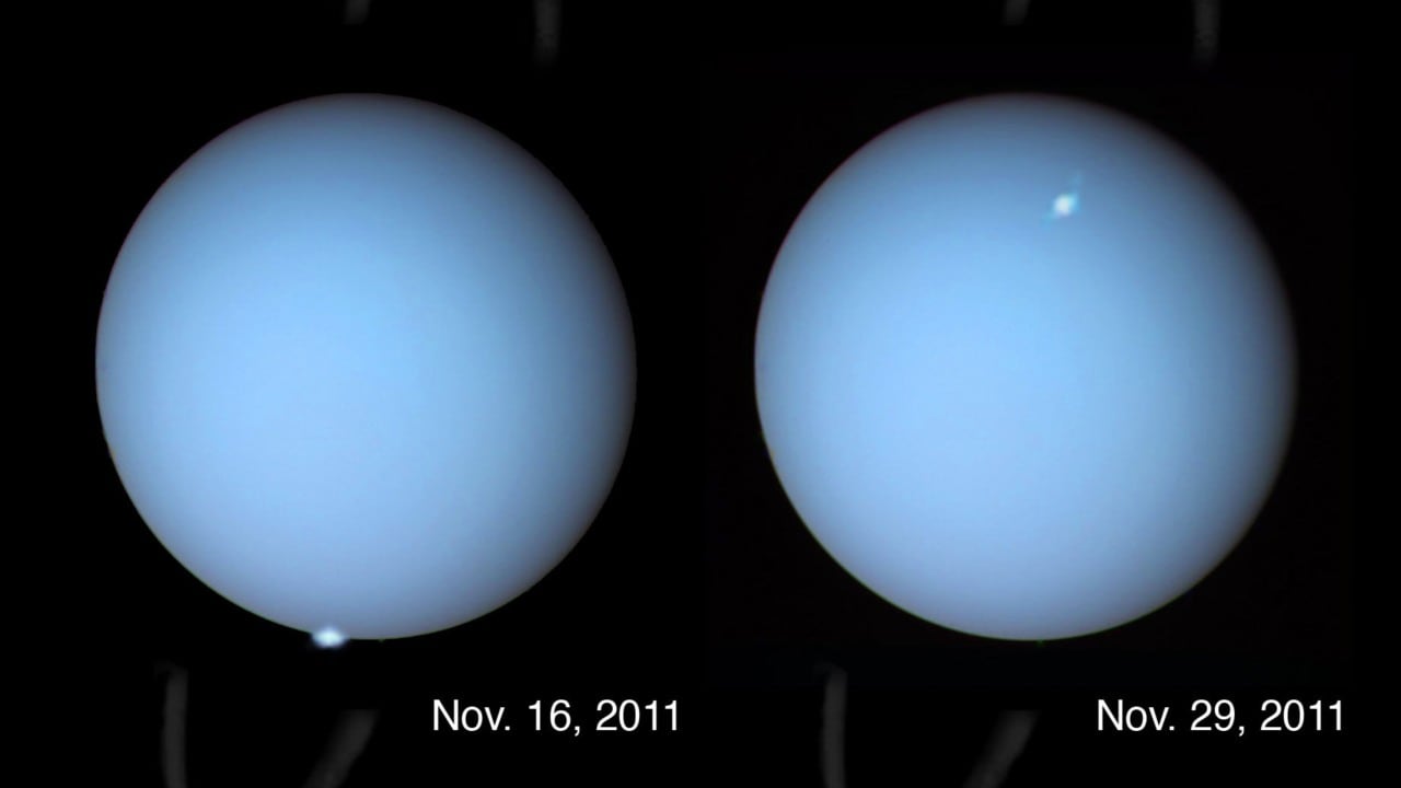 Hubble spots an aurora on Uranus in 2011. Image courtesy: NASA