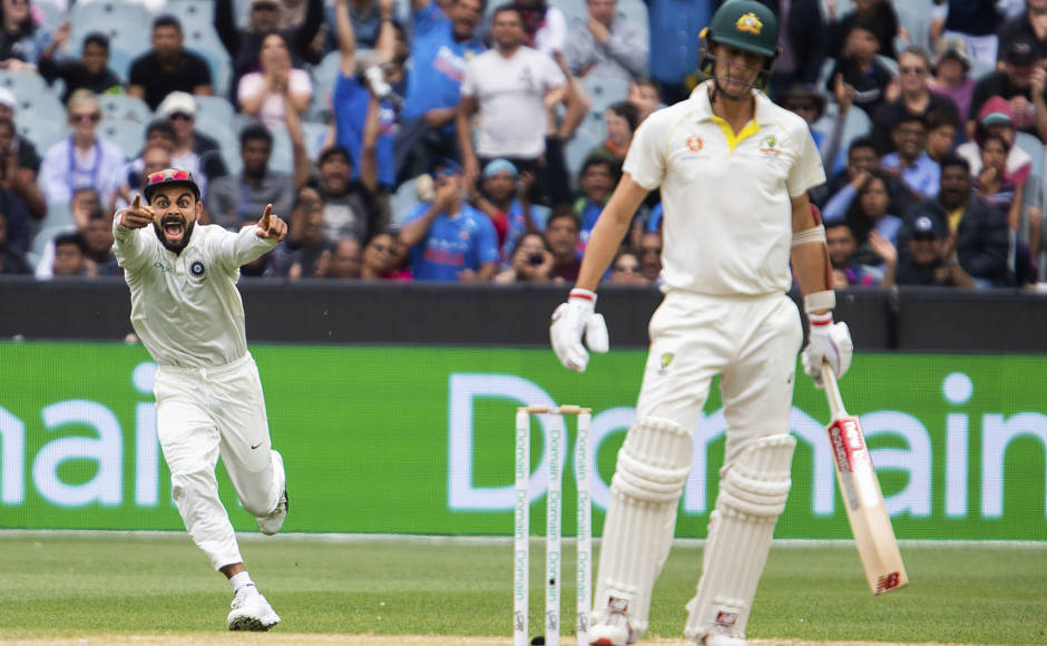 The big wicket on Sunday morning was Pat Cummins who gave an edge to Cheteshwar Pujara at first slip off Jasprit Bumrah. Virat Kohli's celebration does the rest of the narration of all that happened later on. AP The big wicket on Sunday morning was Pat Cummins who gave an edge to Cheteshwar Pujara at first slip off Jasprit Bumrah. Virat Kohli's celebration does the rest of the narration of all that happened later on. AP