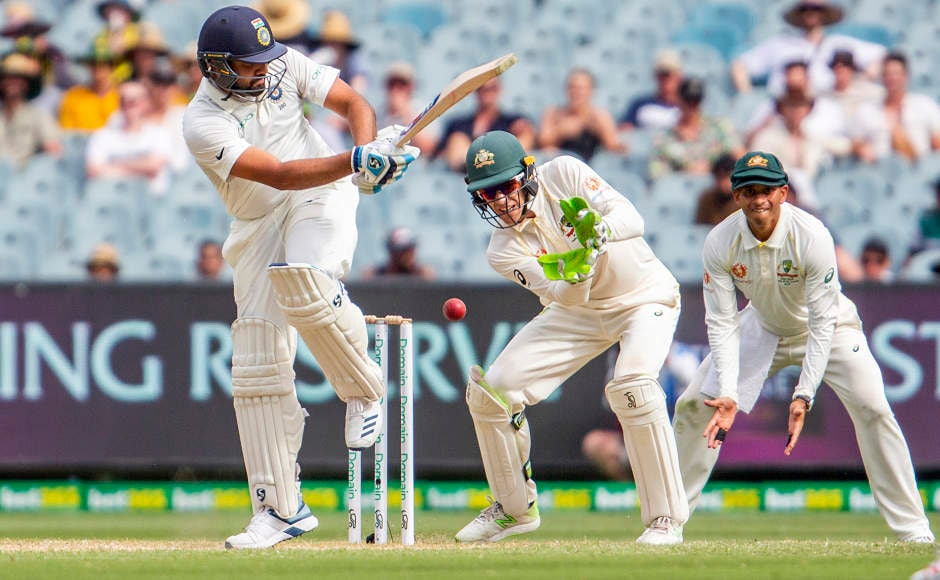 Rohit Sharma must be a relieved man in the dressing room after he scored an unbeaten 63 off 114 balls. He was looking set for a big one before Virat Kohli decided to call it a day in the innings and declared on 443. AP Rohit Sharma must be a relieved man in the dressing room after he scored an unbeaten 63 off 114 balls. He was looking set for a big one before Virat Kohli decided to call it a day in the innings and declared on 443. AP