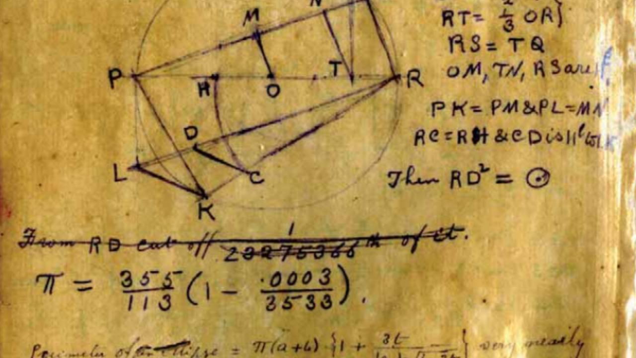'Squaring the circle' in Ramanujan's notes from 1913. Image: Wikimedia Commons