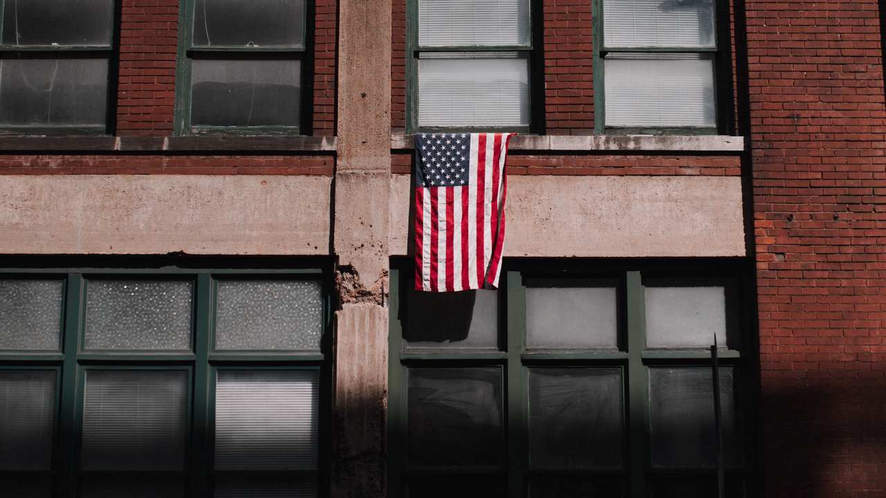 National flags the US.