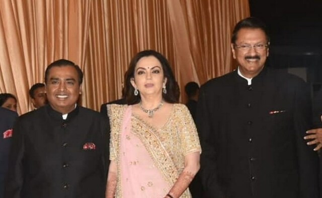 Mukesh Ambani, Nita Ambani and Ajay Piramal at the event on Friday. The wedding took place on 12 December. Sachin Gokhale/Firstpost Mukesh Ambani, Nita Ambani and Ajay Piramal at the event on Friday. The wedding took place on 12 December. Sachin Gokhale/Firstpost