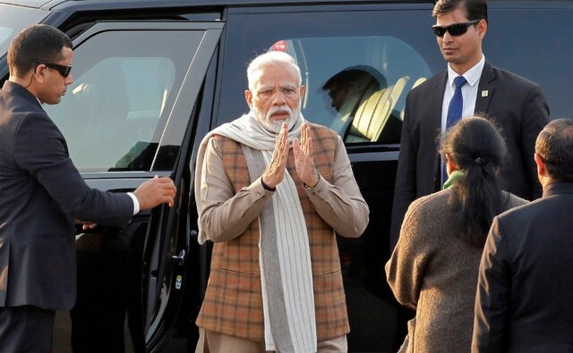 Prime Minister Narendra Modi arrived at Vijay Chowk to attend the ceremony. After the event, Modi greeted the crowd. Reuters Prime Minister Narendra Modi arrived at Vijay Chowk to attend the ceremony. After the event, Modi greeted the crowd. Reuters