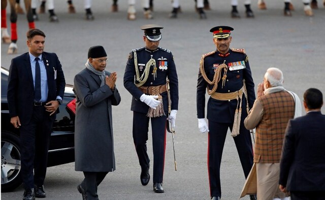 The ceremony started with the arrival of President Ram Nath Kovind guarded by his well-decorated bodyguards. Reuters The ceremony started with the arrival of President Ram Nath Kovind guarded by his well-decorated bodyguards. Reuters