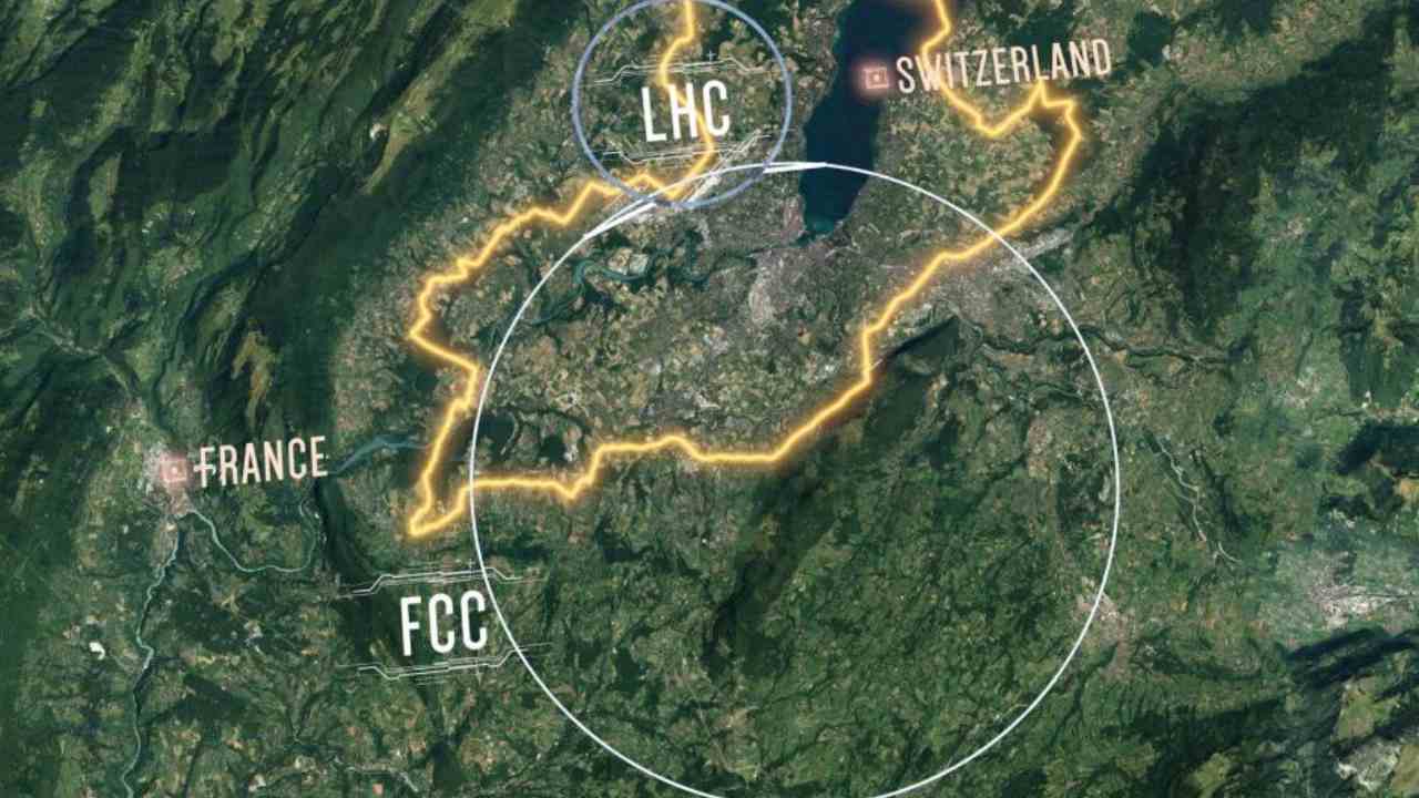 CERNs concept for the Future Circular Collider dwarfs the existing LHC. Image: CERN