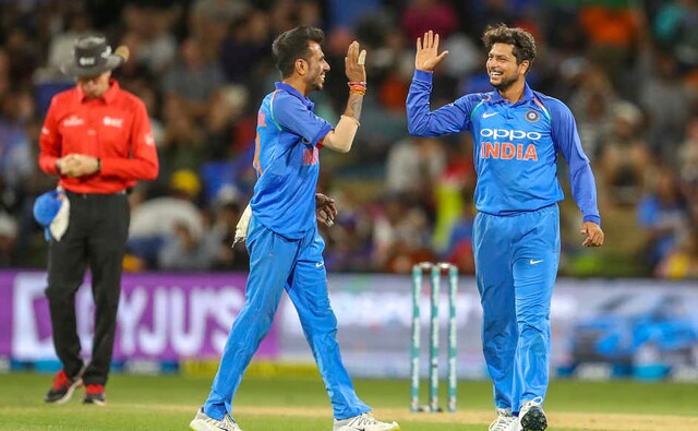 Yuzvendtra Chahal (left) and Kuldeep Yadav again shone for India with the ball, picking up six wickets together. Kiwis could not decode the solution for the spin twin's brilliance. Kuldeep picked four wickets while Chahal added two in his bag. AP Yuzvendtra Chahal (left) and Kuldeep Yadav again shone for India with the ball, picking up six wickets together. Kiwis could not decode the solution for the spin twin's brilliance. Kuldeep picked four wickets while Chahal added two in his bag. AP