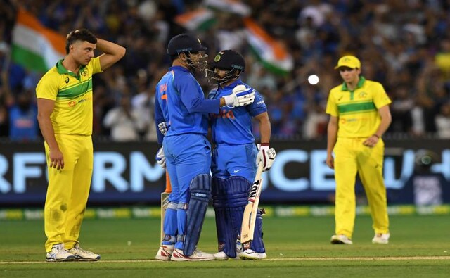 MS Dhoni and Kedar Jadhav completed another fine chase for India in the series. Kedar came in when India were at 113/3 at were still at good distance away from finishing line. In the early part of the innings, it appeared as if India may fall short of the target. However, the calm heads of the two batsmen in the middle made sure India surpass the target with four balls to spare in the match. AP MS Dhoni and Kedar Jadhav completed another fine chase for India in the series. Kedar came in when India were at 113/3 at were still at good distance away from finishing line. In the early part of the innings, it appeared as if India may fall short of the target. However, the calm heads of the two batsmen in the middle made sure India surpass the target with four balls to spare in the match. AP