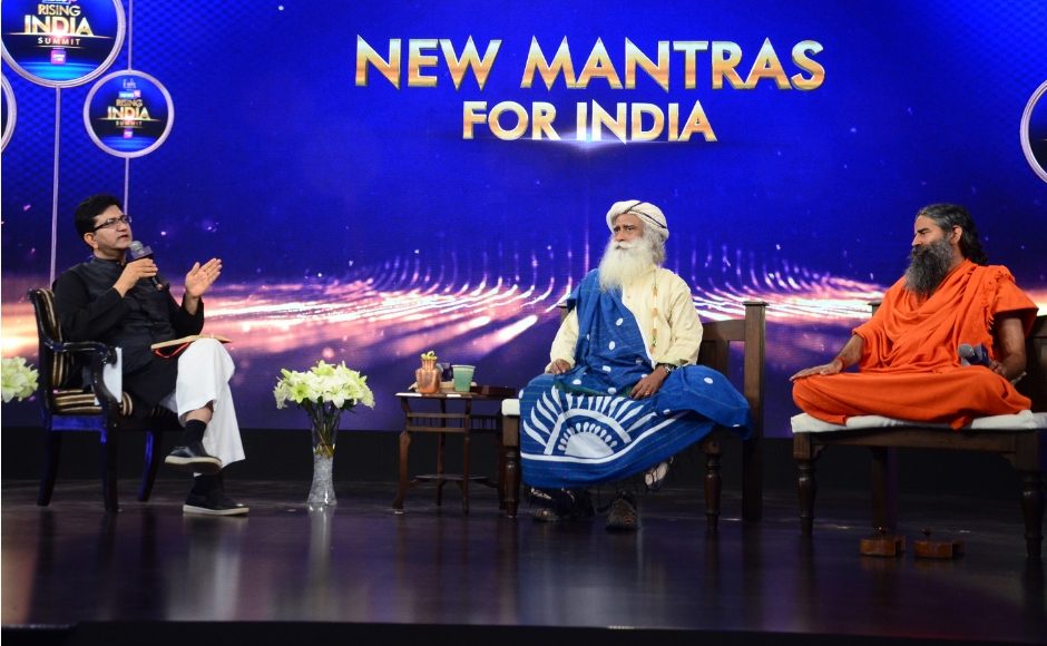 The event kicked off with yoga guru Ramdev and spiritual leader Sadhguru debating on yoga and 'bhoga' in the inaugural session titled 'New Mantras for India'. News18 The event kicked off with yoga guru Ramdev and spiritual leader Sadhguru debating on yoga and 'bhoga' in the inaugural session titled 'New Mantras for India'. News18