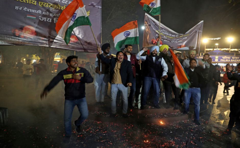 Celebrations continued into the night as political parties and people at large hailed what was perceived to be a reply to the Pulwama attack. AP Celebrations continued into the night as political parties and people at large hailed what was perceived to be a reply to the Pulwama attack. AP