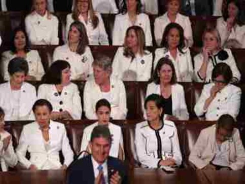 Democrat women's show of solidarity in white grabs eyeballs at State of Union address, move a tribute to Suffragists Democrat women's show of solidarity in white grabs eyeballs at State of Union address, move a tribute to Suffragists