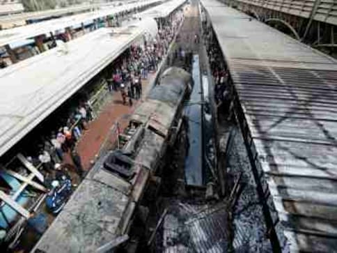 At least 25 killed, 50 injured in fire at Cairo's main railway station; blaze broke out after train crashed into steel barrier At least 25 killed, 50 injured in fire at Cairo's main railway station; blaze broke out after train crashed into steel barrier