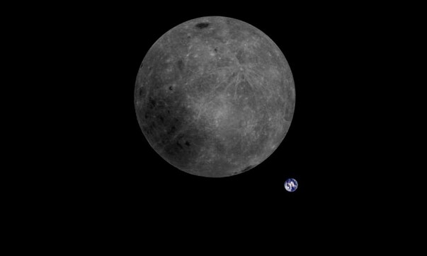 Stunning image of Moon's far side and Earth captured by Chinese satellite Stunning image of Moon's far side and Earth captured by Chinese satellite