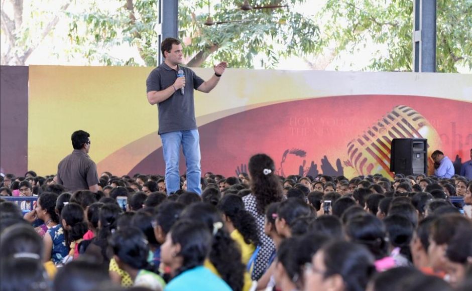 He asserted that women cannot be empowered in India unless the attitude towards them changes. "I am a believer that women should be pushed into places of leadership. Generally, women are smarter than men," he said to huge applause from the students. Twitter/@INCIndia He asserted that women cannot be empowered in India unless the attitude towards them changes. "I am a believer that women should be pushed into places of leadership. Generally, women are smarter than men," he said to huge applause from the students. Twitter/@INCIndia