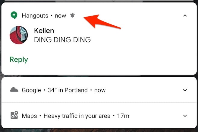Android Q notification bell. 9to5Google.