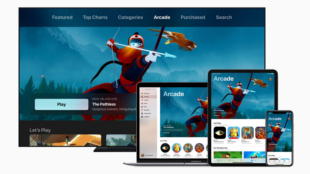 Apple Arcade won't be restricted to iOS only but will also be available on MacOS and tvOS platforms. Image: Apple