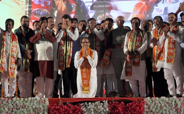 At the rally held in Kolkapur, both Fadnavis and Shiv Sena chief Uddhav Thackeray hit out at NCP supremo Sharad Pawar for destroying Maharashtra in the long span of his political career. Kolhapur is known to be the NCP and Congress’ stronghold. Image Courtesy: Sachin Gokhale/Firstpost At the rally held in Kolkapur, both Fadnavis and Shiv Sena chief Uddhav Thackeray hit out at NCP supremo Sharad Pawar for destroying Maharashtra in the long span of his political career. Kolhapur is known to be the NCP and Congress’ stronghold. Image Courtesy: Sachin Gokhale/Firstpost