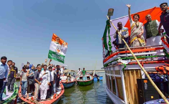 Priyanka Gandhi Vadra arrives in Varanasi as part of her three-day boat journey in Uttar Pradesh Priyanka Gandhi Vadra arrives in Varanasi as part of her three-day boat journey in Uttar Pradesh