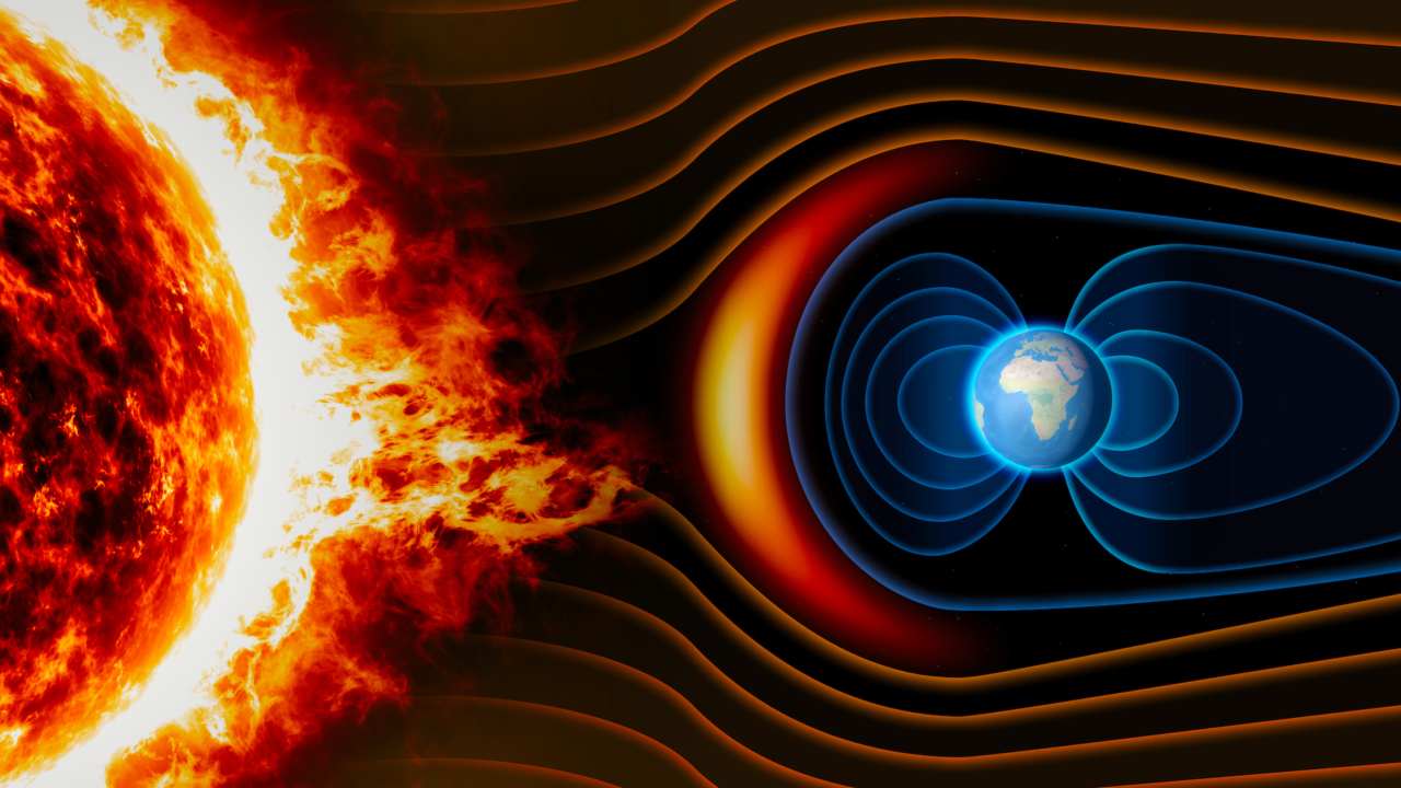 When solar wind collides with Earth's magnetic field. Image courtesy: NOAA/National Geophysical Data Cantre