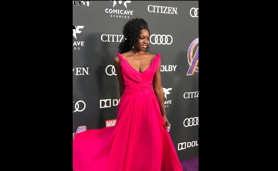 Danai Gurira ;The Black Panther star stuns everyone in a hot pink strapless gown. Danai Gurira ;The Black Panther star stuns everyone in a hot pink strapless gown.