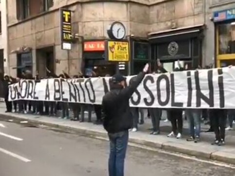 Coppa Italia: Lazio fans court controversy with Nazi salutes, pro-Benito Mussolini banner in Milan ahead of cup tie Coppa Italia: Lazio fans court controversy with Nazi salutes, pro-Benito Mussolini banner in Milan ahead of cup tie