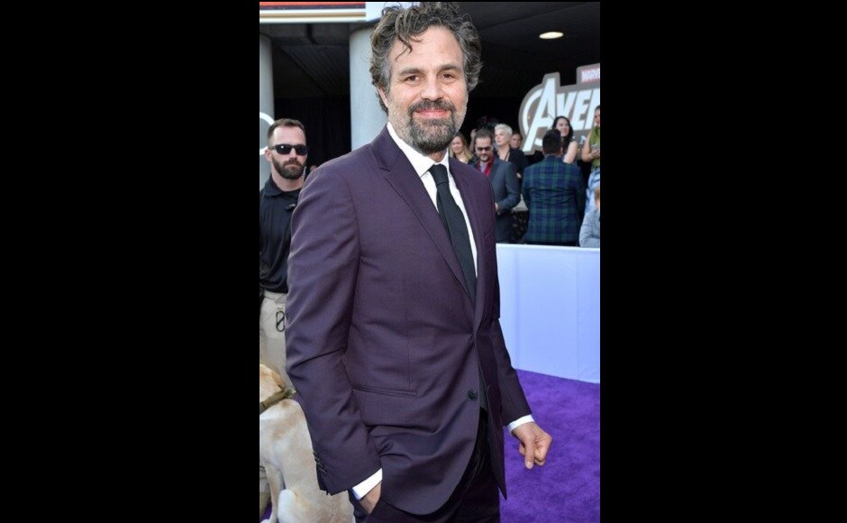 Mark Ruffalo aka Hulk looked dapper in a burgundy suit with a black tie. Source: Twitter. Mark Ruffalo aka Hulk looked dapper in a burgundy suit with a black tie. Source: Twitter.