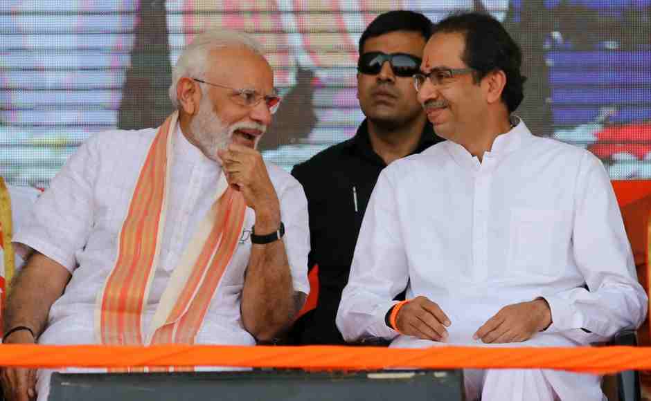 Narendra Modi with Uddhav Thackeray at the election campaign rally in Latur in support of alliance candidates. The leaders shared the stage after a gap of nearly four years. Narendra Modi with Uddhav Thackeray at the election campaign rally in Latur in support of alliance candidates. The leaders shared the stage after a gap of nearly four years.