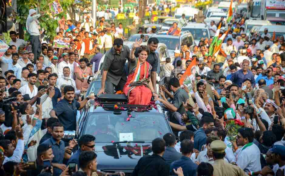 Congress General Secretary and East Uttar Pradesh in-charge Priyanka Gandhi Vadra waves at party supporters during a roadshow for Lok Sabha elections in Kanpur on Friday. PTI Congress General Secretary and East Uttar Pradesh in-charge Priyanka Gandhi Vadra waves at party supporters during a roadshow for Lok Sabha elections in Kanpur on Friday. PTI