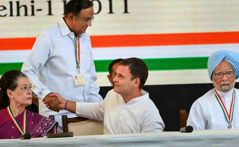 Rahul Gandhi with Sonia Gandhi, Manmohan Singh and P Chidambaram during the launch. PTI Rahul Gandhi with Sonia Gandhi, Manmohan Singh and P Chidambaram during the launch. PTI