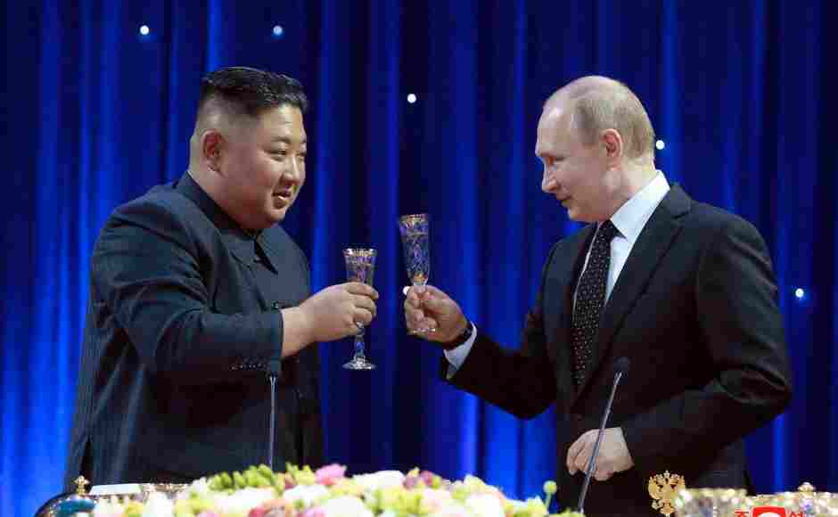 Russia's Vladimir Putin and North Korea's Kim Jong-un met face-to-face for the first time on Thursday, vowing to seek closer ties as they look to counter US influence. AP Russia's Vladimir Putin and North Korea's Kim Jong-un met face-to-face for the first time on Thursday, vowing to seek closer ties as they look to counter US influence. AP