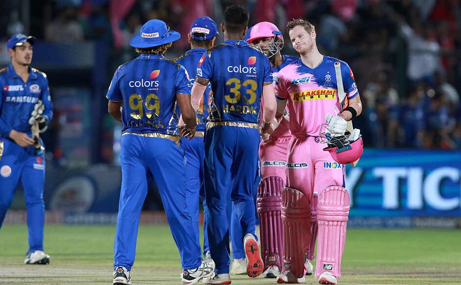 In the afternoon match, Rajasthan Royals beat Mumbai Indians by 5 wickets. Steve Smith replaced Ajinkya Rahane in this match as Rajasthan's captain after the Indian batsman failed to lead the side to victory in the most matches in the competition. Sportzpics In the afternoon match, Rajasthan Royals beat Mumbai Indians by 5 wickets. Steve Smith replaced Ajinkya Rahane in this match as Rajasthan's captain after the Indian batsman failed to lead the side to victory in the most matches in the competition. Sportzpics