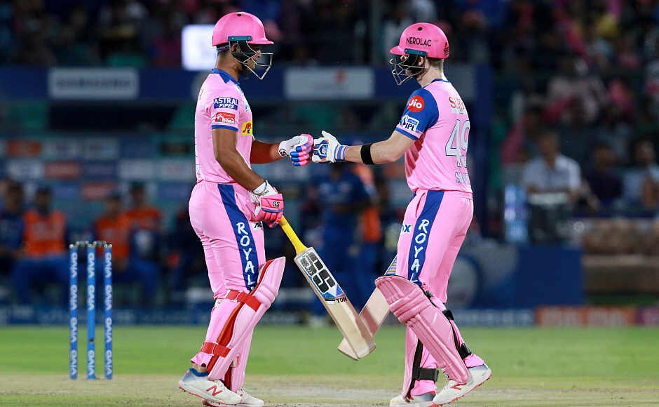 Riyan Parag (left) played a handy innings of 43 runs made in just 29 balls, forming an important partnership with Steve Smith of 70 runs, which paved the way for the home team to victory. Sportzpics Riyan Parag (left) played a handy innings of 43 runs made in just 29 balls, forming an important partnership with Steve Smith of 70 runs, which paved the way for the home team to victory. Sportzpics