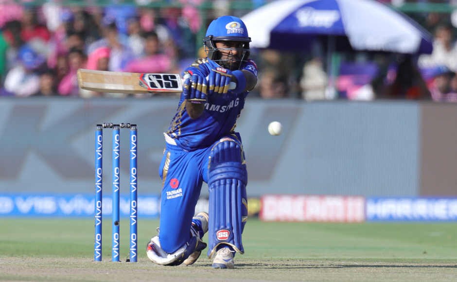 Surya Kumar Yadav was not at his fluent best on Saturday but he occupied one end for a long time. He scored 34 off 33 while coming to bat No 3 for Mumbai Indians. The visitors managed 161/5 at the end of 20 overs. Sportzpics Surya Kumar Yadav was not at his fluent best on Saturday but he occupied one end for a long time. He scored 34 off 33 while coming to bat No 3 for Mumbai Indians. The visitors managed 161/5 at the end of 20 overs. Sportzpics