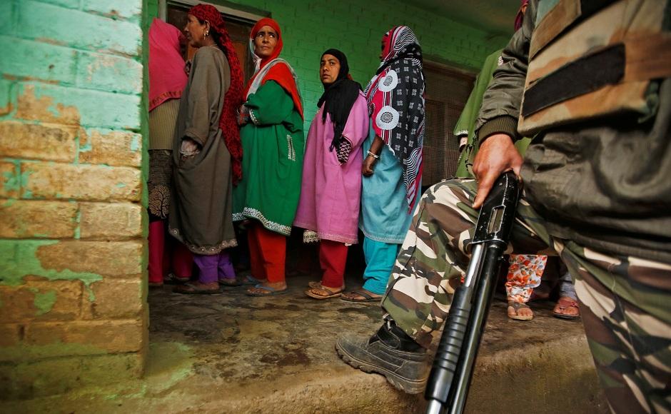 In Kulgam district of Anantnag constituency in Jammu and Kashmir, 10.5 per cent polling was recorded, amid isolated incidents of stone pelting. This was the second of the three-phase polling in the sensitive seat. Reuters In Kulgam district of Anantnag constituency in Jammu and Kashmir, 10.5 per cent polling was recorded, amid isolated incidents of stone pelting. This was the second of the three-phase polling in the sensitive seat. Reuters