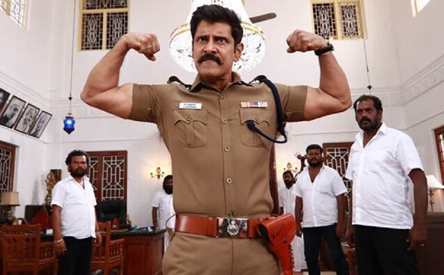 In Saamy, Vikram features as Ramaswamy an IPS officer who is determined to bring down the criminal empire of Ravana Bikshu. Source: Twitter In Saamy, Vikram features as Ramaswamy an IPS officer who is determined to bring down the criminal empire of Ravana Bikshu. Source: Twitter