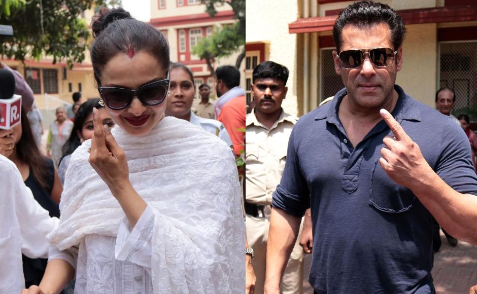 Several Bollywood stars, including Rekha, Salman Khan, Madhuri Dixit, Aamir Khan, Priyanka Chopra and Kareena Kapoor Khan, cast their vote in Mumbai. Sachin Gokhale/Firstpost Several Bollywood stars, including Rekha, Salman Khan, Madhuri Dixit, Aamir Khan, Priyanka Chopra and Kareena Kapoor Khan, cast their vote in Mumbai. Sachin Gokhale/Firstpost